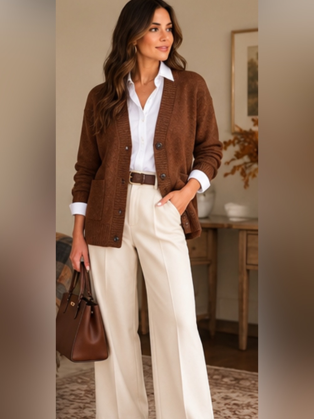 Saks Fifth Avenue Women’s Brown Cashmere Cardigan Size Medium